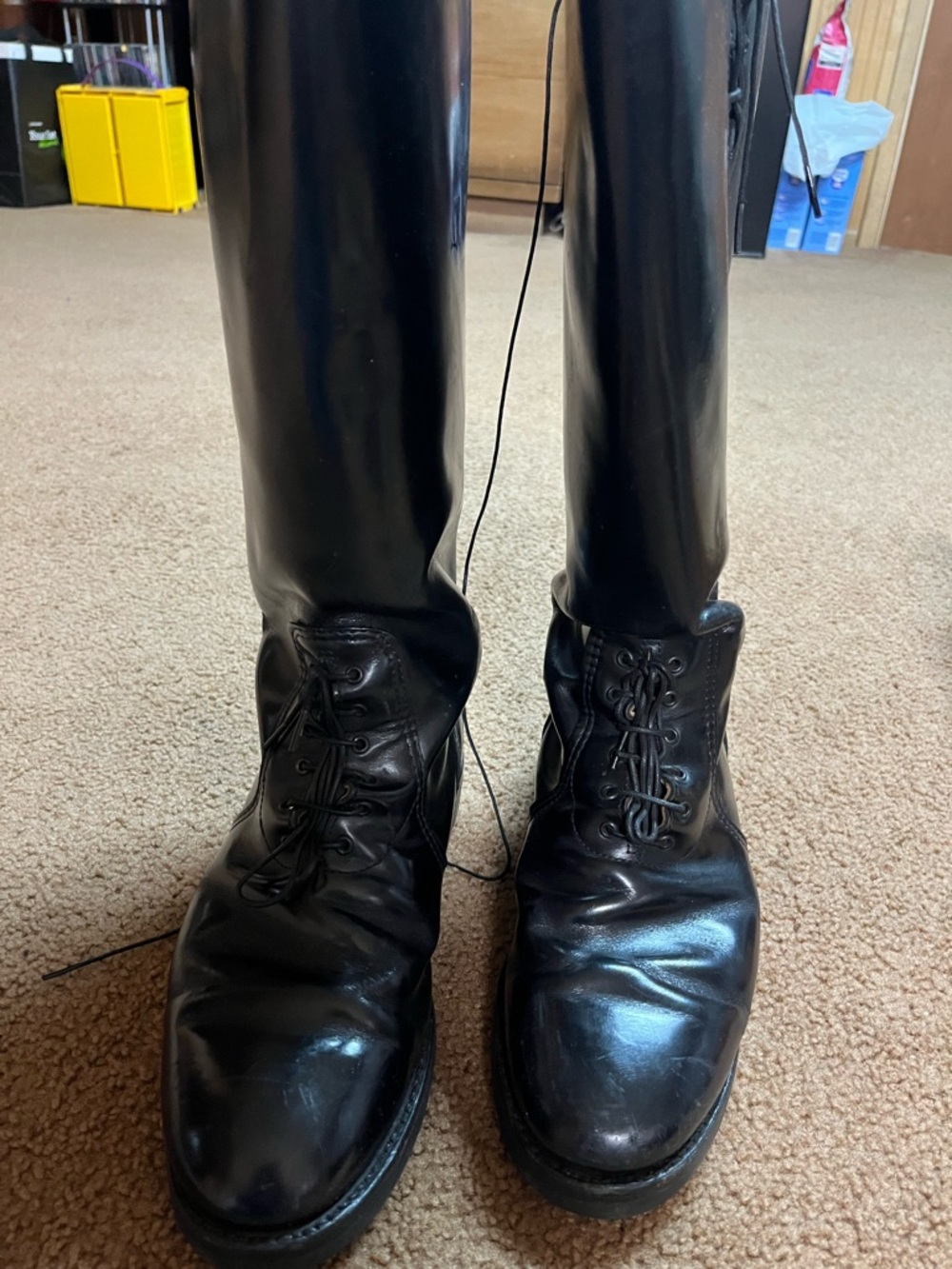 Chippewa Black Leather Lace-Up Tall Men's Trooper Boots
